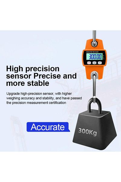Generic Lcd Digital Hook Scale Portable Electronic Stainless Steel Hook Scale Orange 300kg High Precision