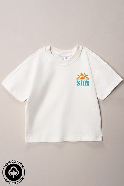 Miniel Unisex Baby Crew Neck the Sun Printed 100% Cotton Oversize T-Shirt