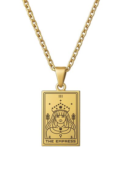 ArtinArt The Empress - Empress Tarot Card Gold |   316L Steel Necklace