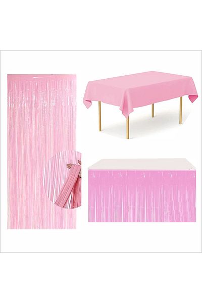 ZENVİVA Pink Table Cover, Pink Table Skirt, Pink Backdrop Curtain