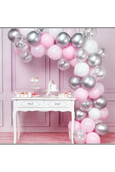 ZENVİVA Set de baloane transparente roz cromat argintiu pastel