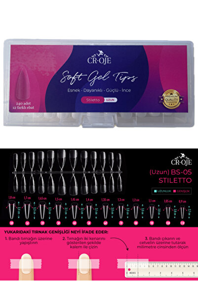CROJE KALICI OJE Soft Gel Tips - Stiletto Uzun