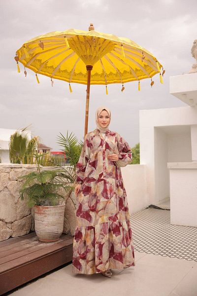 JESSE STORY Women's Hijab Dress Modal Fabric Patterned Dress