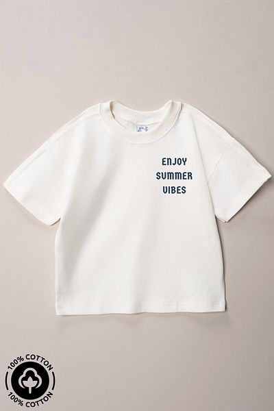 Miniel Unisex Crew Neck Surfwave Printed 100% Cotton Oversize T-Shirt Baby-Child