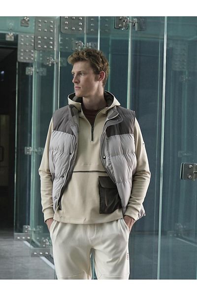 NCS Men's Vest Beige Slim Fit Wind and Water Repellent Thermo Inner Lined Breathable Vest Jeans 4514
