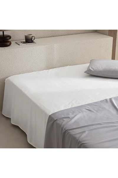 Madame Coco Manon Double 100% Baumwolle Ranforce Spannbettlaken ohne Gummizug - Weiß