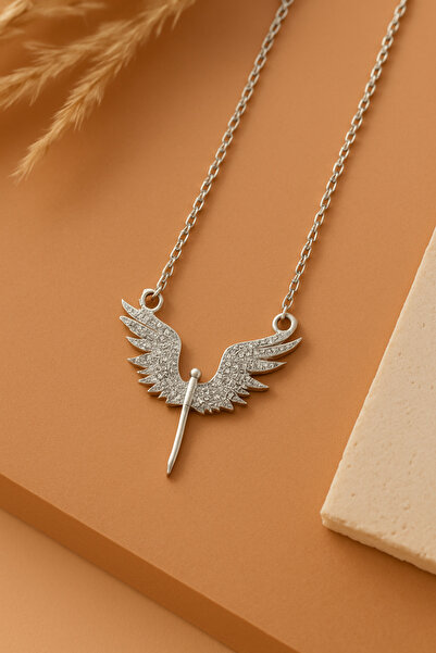 wesscollection Kadın Mikail Meleği Model Gümüş Kaplama Italyan Kolye