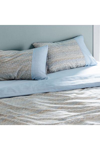 Madame Coco Burnel Bettwäsche-Set, Doppelbett, 100 % Baumwolle, Madame Coco Crep, bedruckt, Blau/Beige