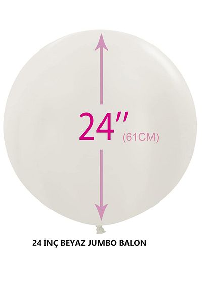 Parti dolabı 1 Piece 24Inch 61 cm Unprinted White Jumbo Big Balloon Inik