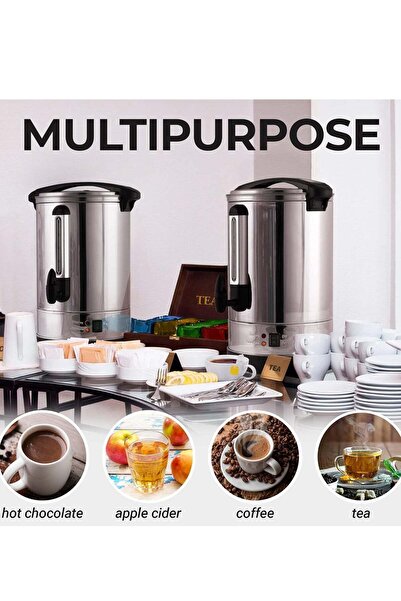 Micro Plus Microplus Water Urn Boiler, 8 Litre Large Capacity, One Hand Use, Stainless Steel, Lockable Lid, Ext