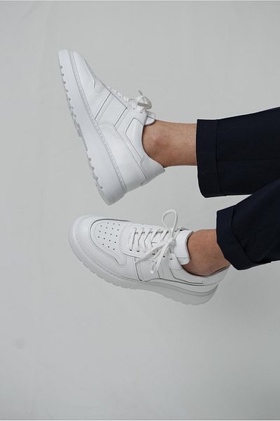 TETRİ Strauss Model Men's White Genuine Leather Sneaker - Handmade
