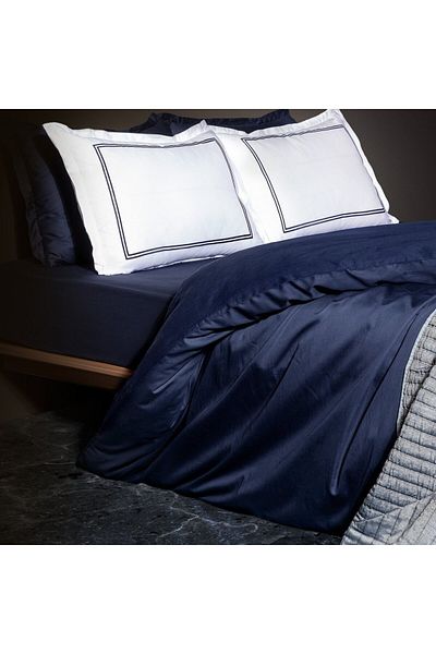 Madame Coco Jacinthe Doppeltes besticktes Bettbezug-Set – Satin – Yacht-Kollektion