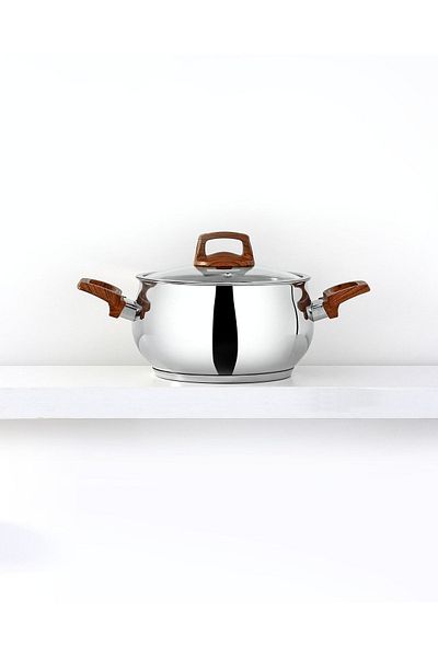 Bonera Lale 22cm Single Steel Pot with Wooden Handle