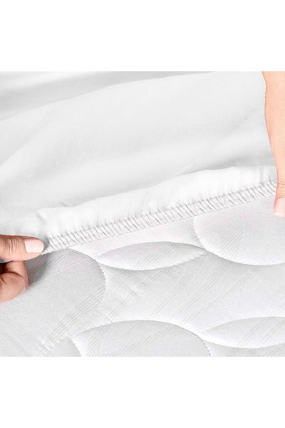 Madame Coco Ciel King Size Plus Elastisches Satin-Bettlaken - Weiß