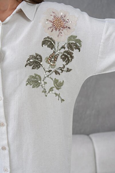 BURRASCA Embroidered Stone Linen Suit