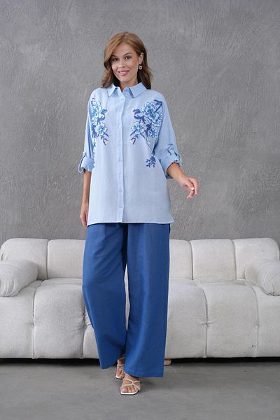 BURRASCA Embroidered Stone Linen Suit