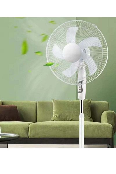 REFURA 4 Speed 16 inches Pedestal Stand Fan White 70W RE-703
