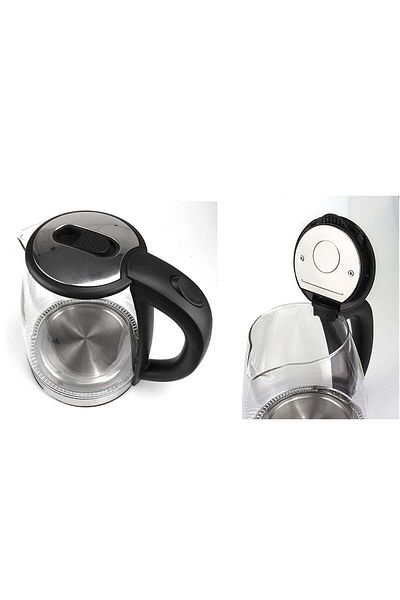 REFURA 1.8L Electric Glass Cordless Kettle with Auto-Shut Off Function 1500W Black/Silver