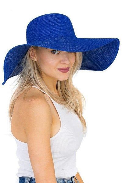 Axesoire 14232 Model Sax Blue - Φαρδύ ψάθινο καπέλο