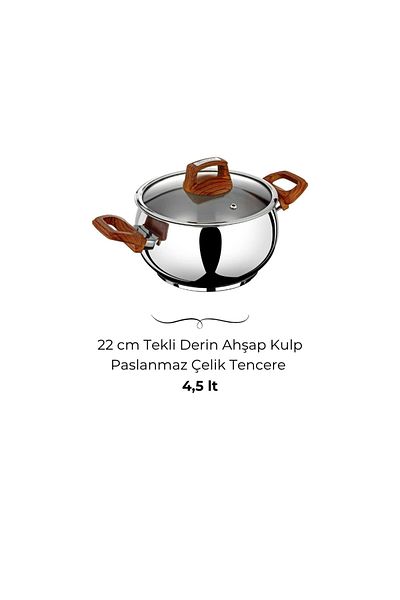 Bonera Lale 22cm Single Steel Pot with Wooden Handle