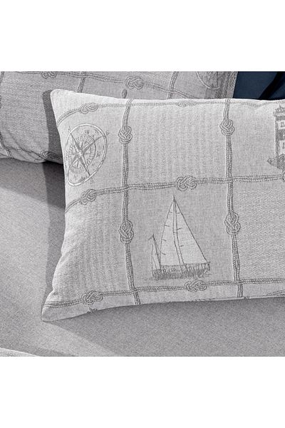 Madame Coco Etretat Doppeltes Baumwoll-Jacquard-Bettbezug-Set - Grau