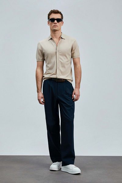 Lufian 111090132 Hector Men's Modal Blended Sweater Shirt Men's Shirt Beige