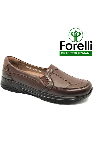 Forelli Dilmen Genuine Leather Orthopedic Comfort Women's Casual Shoes Taba