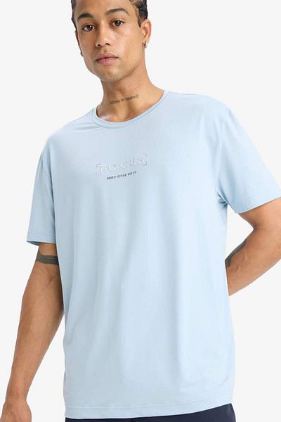 DeFacto Fit Standard Fit Crew Neck με εμπριμέ ελαστικό ύφασμα αθλητικό κοντομάνικο μπλουζάκι C9268ax25sm