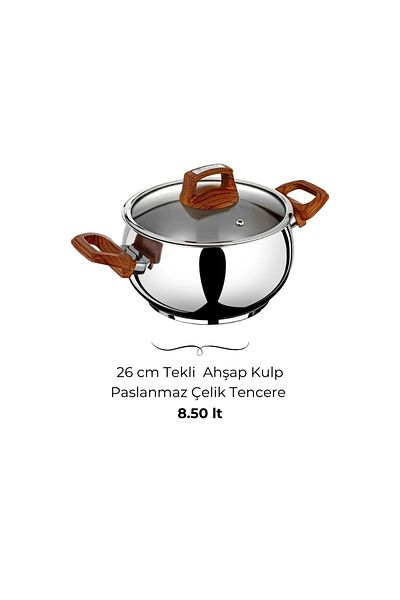 Bonera Tulip 26cm Single Steel Pot with Wooden Handle