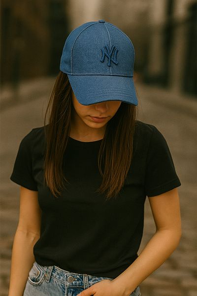 ZERAMİNE Unisex Baseball Ny Embroidered Hat Velcro Denim Color