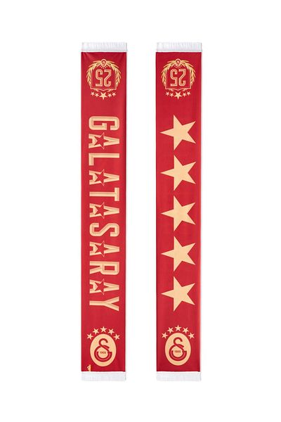 Galatasaray Licensed Red 5 Star 25 Championship Special Shawl Scarf Champion Special Wooden Box