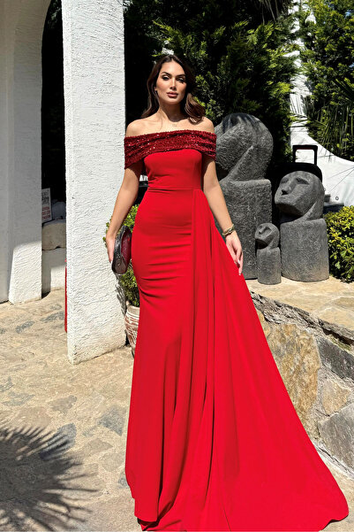 Sindimoda Myra Madonna Yaka Kuyruklu Abiye 583194