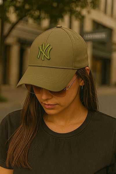 ZERAMİNE Khaki Unisex Baseball Ny Embroidered Hat Velcro