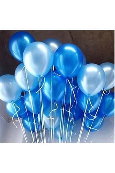 Deniz Party Store Metallic Dark Blue Metallic Light Blue Balloon 10 Pieces