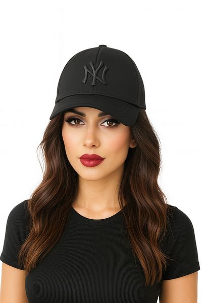 ZERAMİNE Black Unisex Baseball Ny Embroidered Hat Velcro