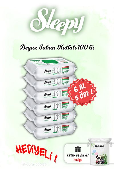 Sleepy 100' White Soap Surface Towel Buy 6 Get 5 and Rosie Gift