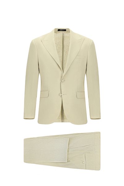 Kiğılı Regular Fit Pointed Collar Linen Tuxedo & Groom Suit