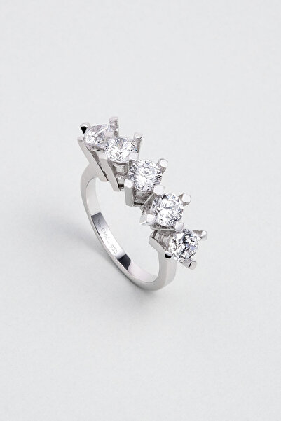 So CHIC... İlk Aşk 18 Ayar Beyaz Altın Kaplama Gümüş Beştaş Yüzük