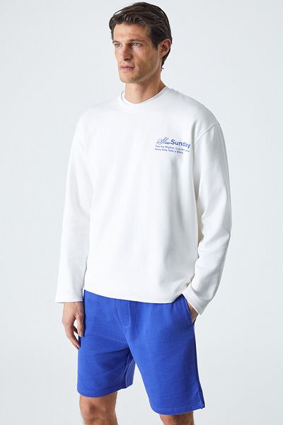 GRIMELANGE Slowsunday Men's Print Detailed Comfort Fit Crew Neck Ecru T-Shirt