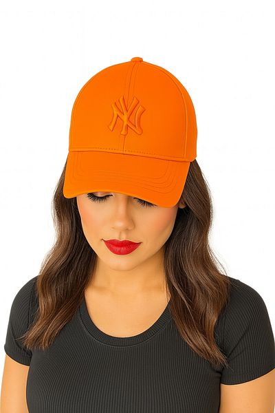 ZERAMİNE Orange Unisex Baseball Ny Embroidered Hat Velcro