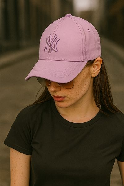ZERAMİNE Unisex Baseball Ny Embroidered Hat Velcro Lilac