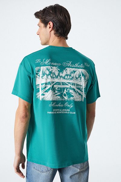 GRIMELANGE Montecarlo Men's Oversize Fit College Green T-Shirt