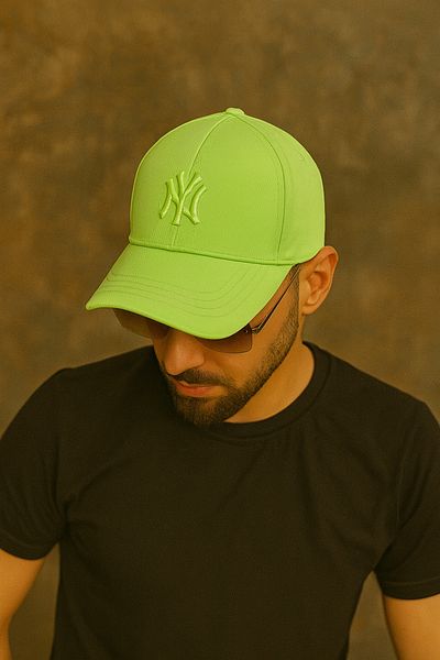 ZERAMİNE Unisex Baseball Ny Embroidered Hat Velcro Pistachio Green