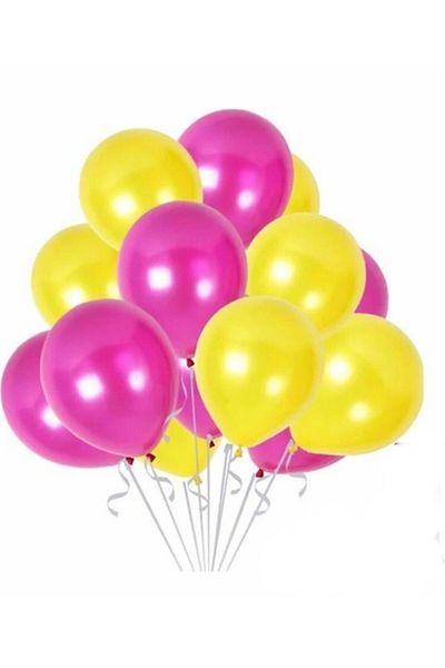 Deniz Party Store Metallic Fuchsia Yellow Balloon 12 Inch 10 Pieces
