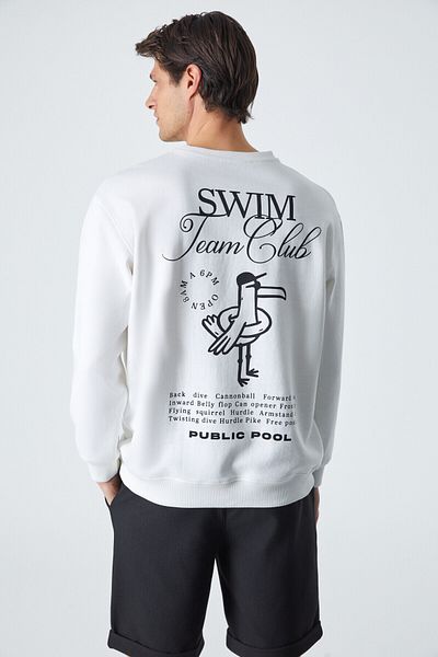 GRIMELANGE Swim Men's Comfort Fit Long Sleeve Ecru T-Shirt