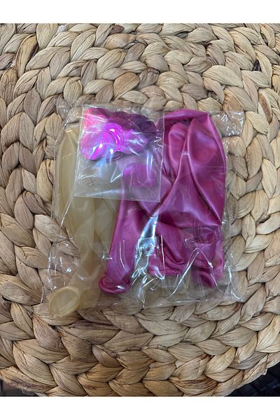 Deniz Party Store Fuchsia Confetti Transparent metallic Fuchsia Balloon Set 10 Pieces