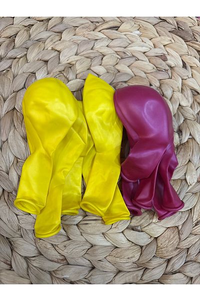 Deniz Party Store Metallic Fuchsia Yellow Balloon 12 Inch 10 Pieces