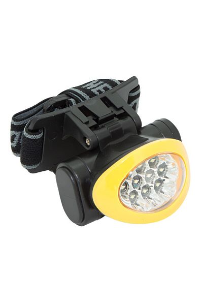 Blazing Ledz 10-LED Portable Headlamp with 3 Modes and Adjustable Elastic Headband Yellow and Black