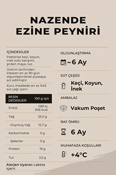 Ariste Nazende Tam Yağlı Ezine Peyniri 450 gr (KEÇİ SÜTÜ AĞIRLIKLI) – Olgunlaştırılmış
