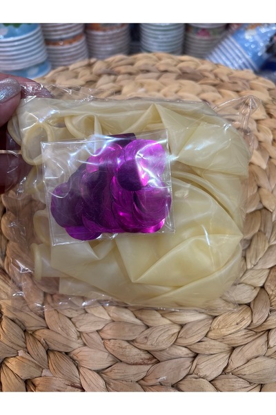 Deniz Party Store Transparent Balloon with Fuchsia Confetti 10 Pieces